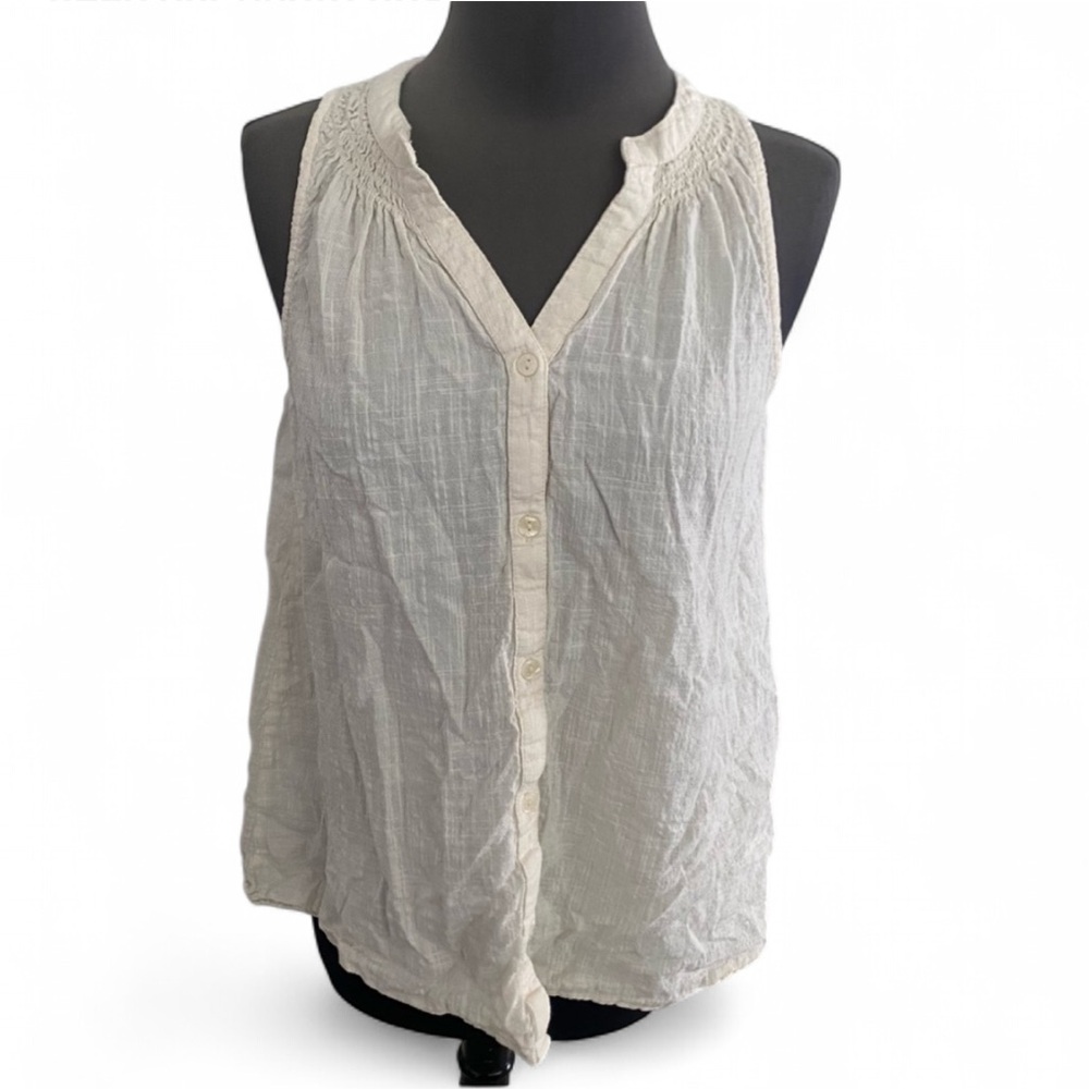 HATCH CREAM SLEEVELESS BUTTON FRONT TANK TOP LIGHTWEIGHT SIZE XS